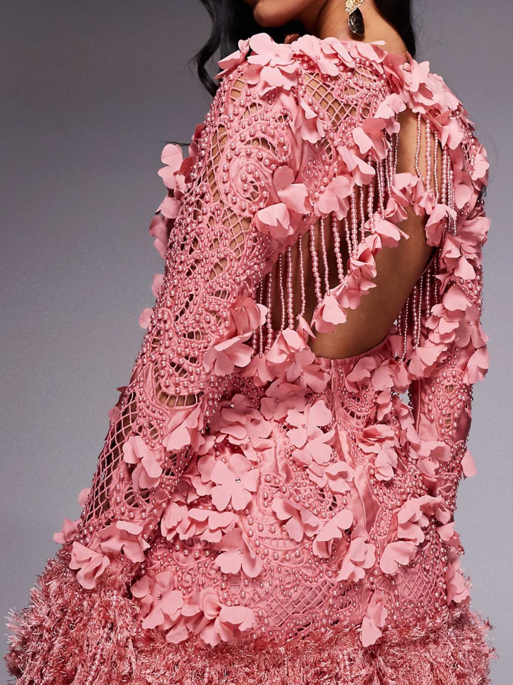 Pink Feathered Party Mini Dress